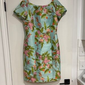 Talbots Floral Mini Dress in Green and Pink